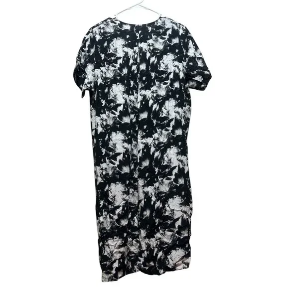 Whistles Hannah Suki Floral Abstract Tunic Dress Women 8 Black White Knee Length - Picture 4 of 16